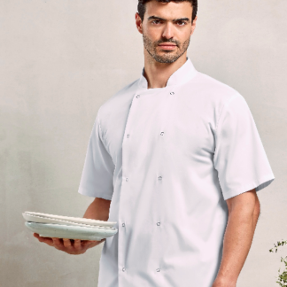 Studded Front Short Sleeve Chef´s Jacket
